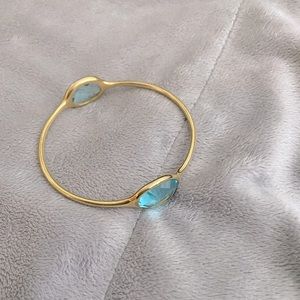 Aqua blue crystal gold plated bangle